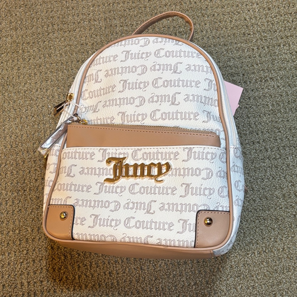 Juicy Couture Cream and Tan Logo Backpack
